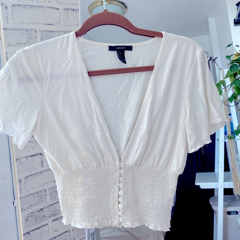 NWOTButton blouse, summer plunge